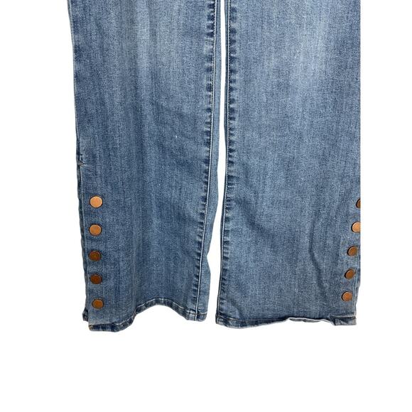 Tribal Audrey Mid Rise Micro Flare Pull On Denim Snap Cuff on Flare Jean Size 16 - Picture 4 of 8